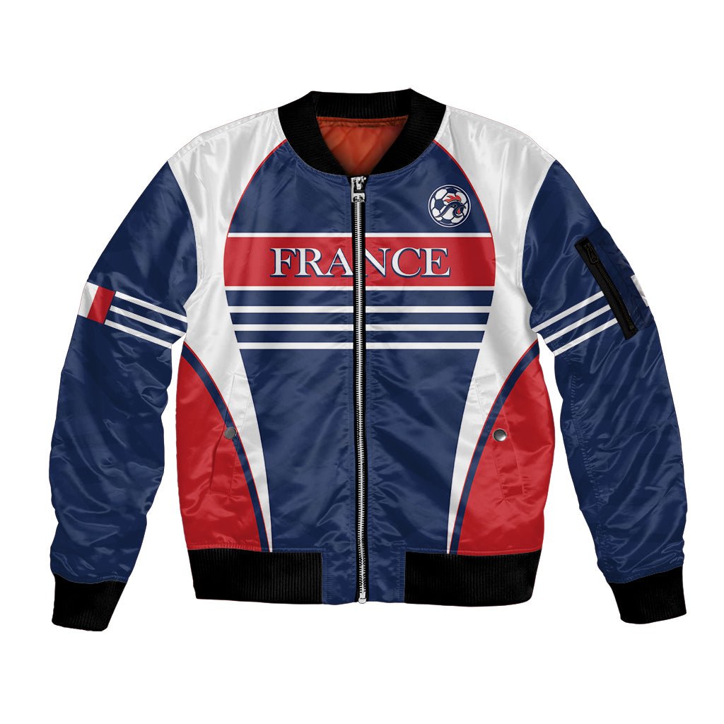 Custom France Football Sleeve Zip Bomber Jacket Summer 2024 Les Bleues - Wonder Print Shop