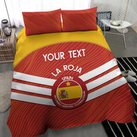 Red Spain football duvet set with yellow band, white stripes, and La Roja emblem