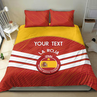Red Spain bedding set with two pillow shams, yellow center panel, and La Roja crest