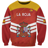 Unisex football sweatshirt, red/yellow with LA ROJA print and striped sleeves