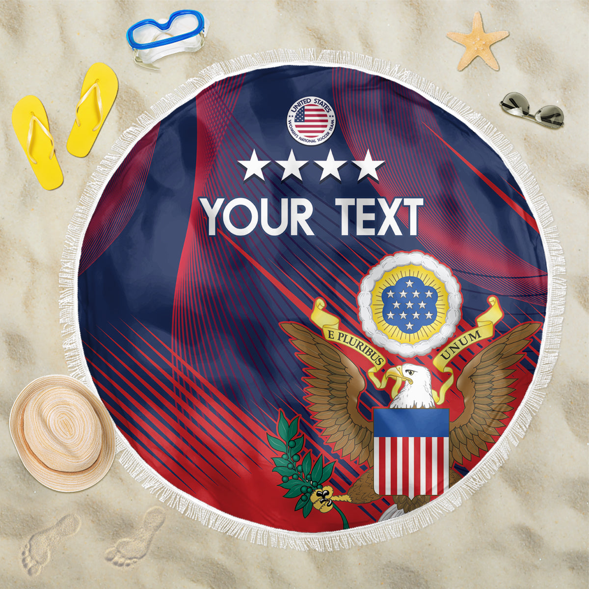 Custom United States Soccer Beach Blanket Summer 2024 Go USA - Wonder Print Shop