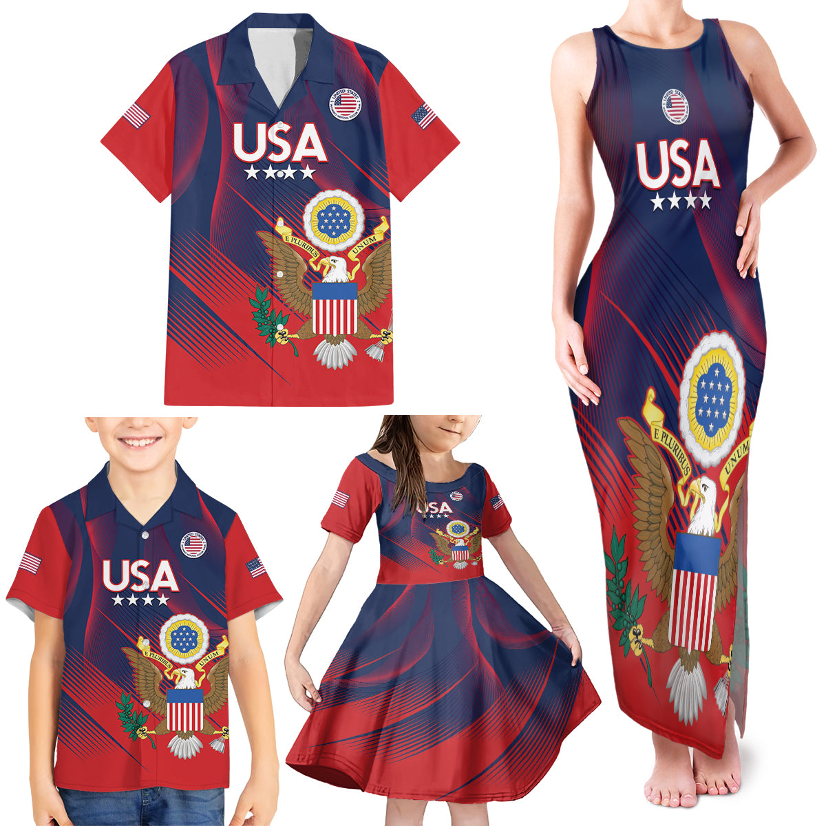 Custom United States Soccer Family Matching Tank Maxi Dress and Hawaiian Shirt Summer 2024 Go USA - Wonder Print Shop