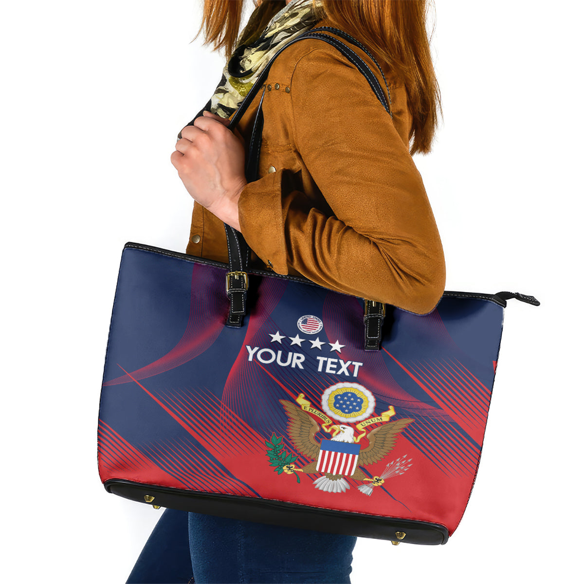 Custom United States Soccer Leather Tote Bag Summer 2024 Go USA - Wonder Print Shop