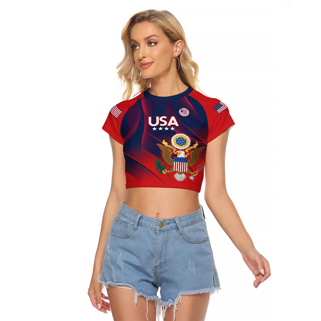 Custom United States Soccer Raglan Cropped T Shirt Summer 2024 Go USA - Wonder Print Shop