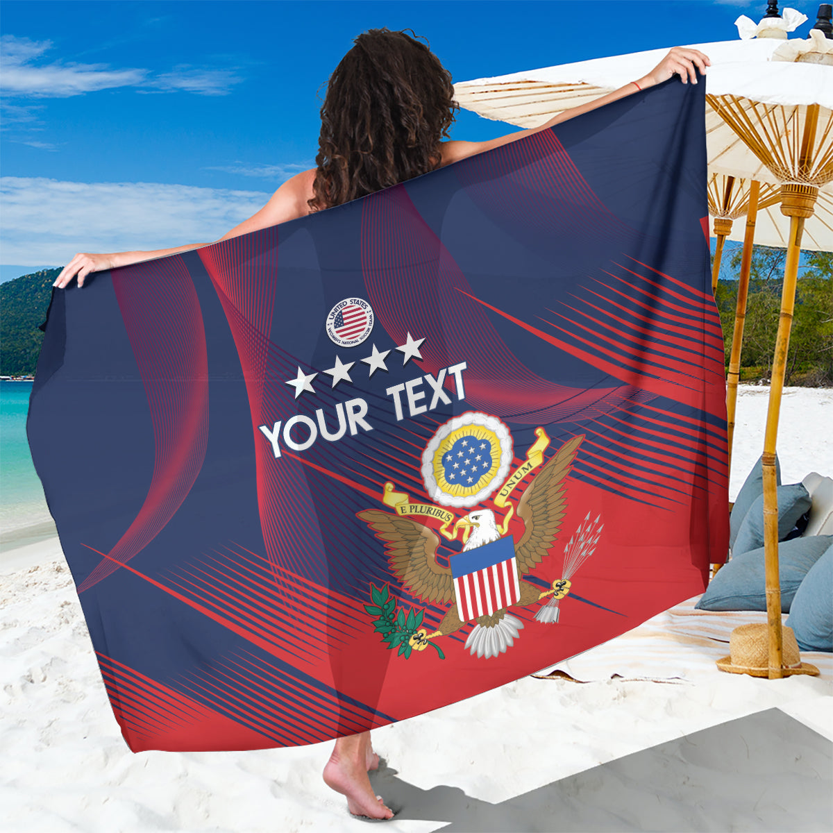 Custom United States Soccer Sarong Summer 2024 Go USA - Wonder Print Shop