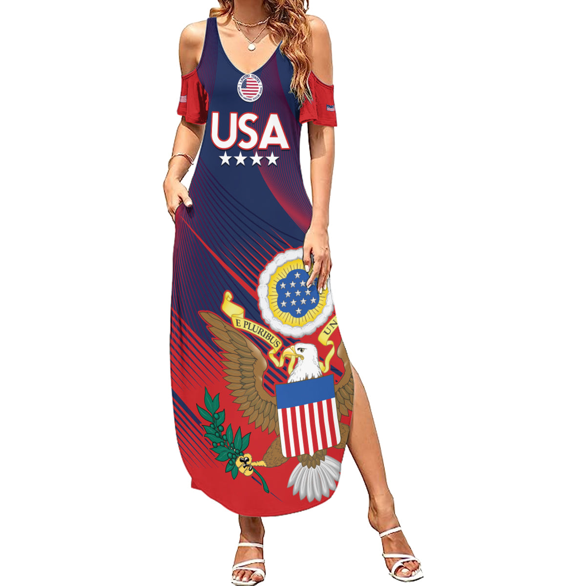 Custom United States Soccer Summer Maxi Dress Summer 2024 Go USA - Wonder Print Shop