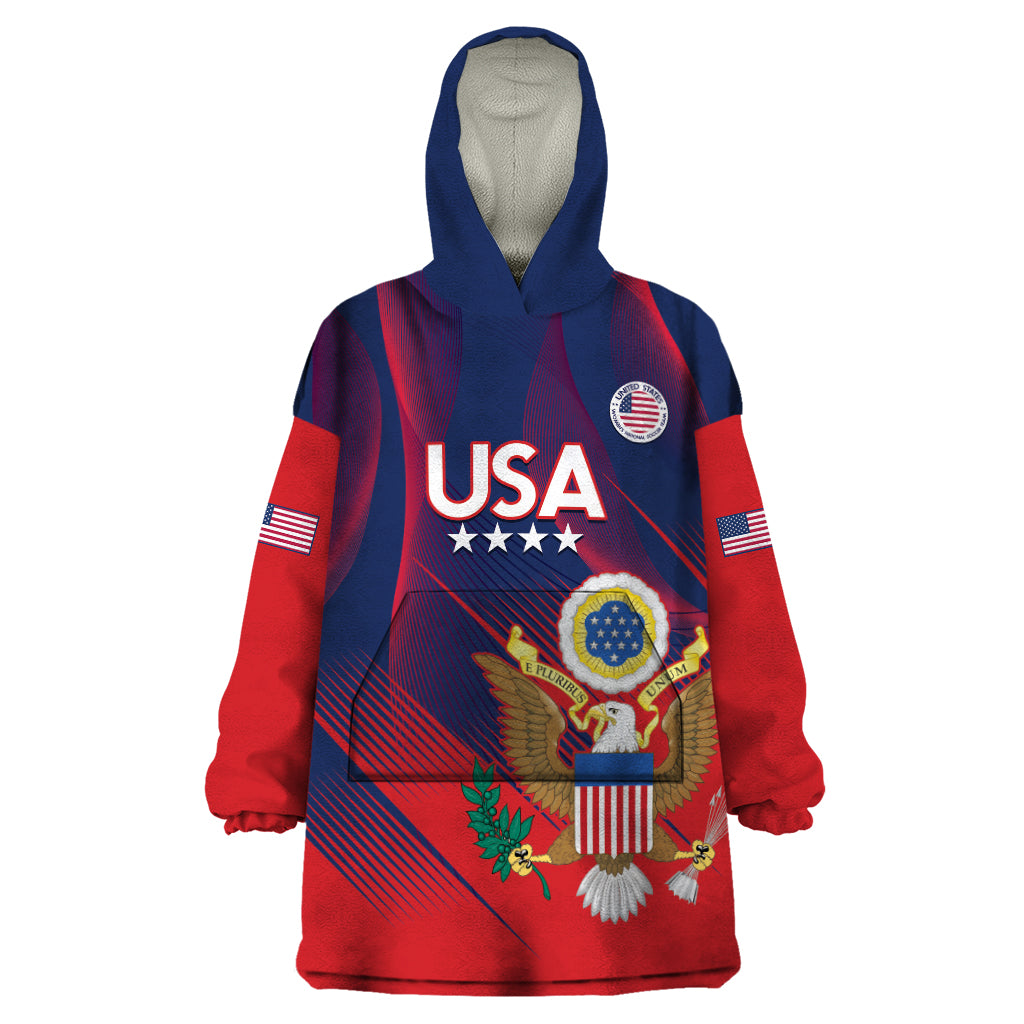 Custom United States Soccer Wearable Blanket Hoodie Summer 2024 Go USA - Wonder Print Shop