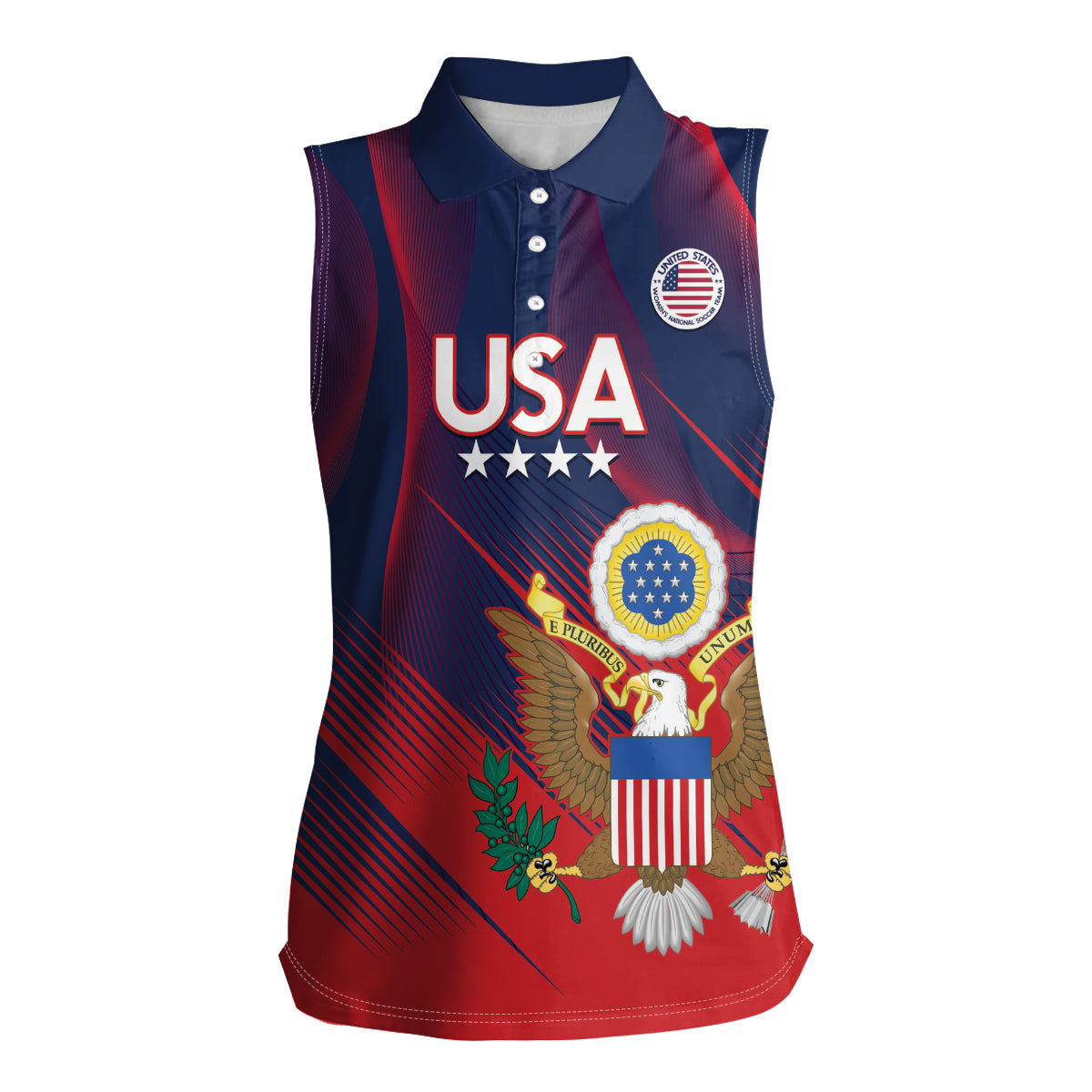 Custom United States Soccer Women Sleeveless Polo Shirt Summer 2024 Go USA - Wonder Print Shop