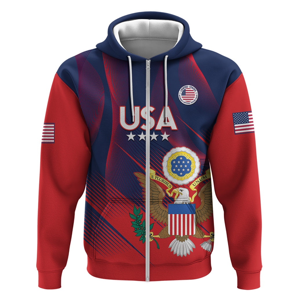 Custom United States Soccer Zip Hoodie Summer 2024 Go USA - Wonder Print Shop