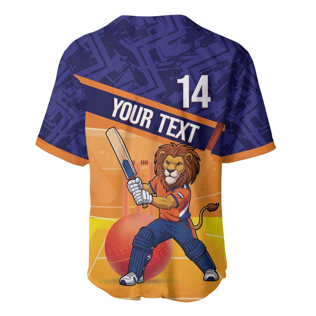 Custom Netherlands Cricket Baseball Jersey Go Flying Dutchmen Lion Mascot - Wonder Print Shop