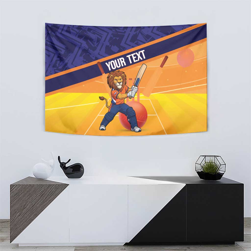 Custom Netherlands Cricket Tapestry Go Flying Dutchmen Lion Mascot - Wonder Print Shop