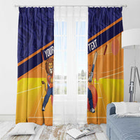 Custom Netherlands Cricket Window Curtain Go Flying Dutchmen Lion Mascot - Wonder Print Shop
