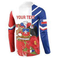 White Chile-flag style zip sweatshirt with back 'YOUR TEXT' and crest graphic