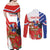 Personalized Chile Independence Day Couples Matching Off Shoulder Maxi Dress and Long Sleeve Button Shirt Chilean Coat Of Arms Copihue Flag Style - Wonder Print Shop