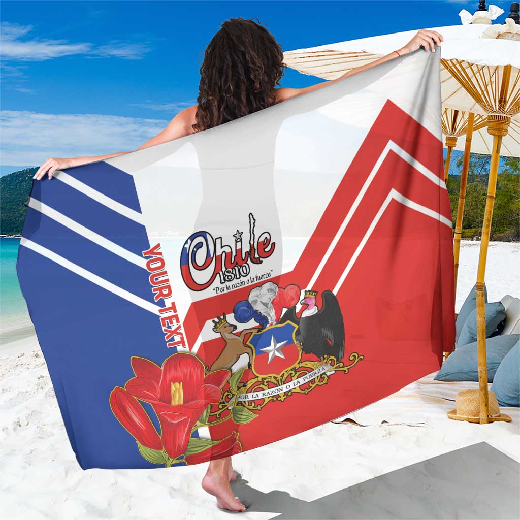 Personalized Chile Independence Day Sarong Chilean Coat Of Arms Copihue Flag Style - Wonder Print Shop