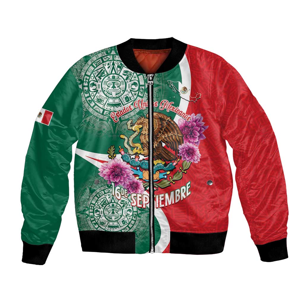 Personalized Mexico Independence Day Bomber Jacket 16 De Septiembre Mexican Aztec - Wonder Print Shop