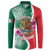 Green and red pullover sweatshirt with eagle, flowers, and 16 de septiembre graphic