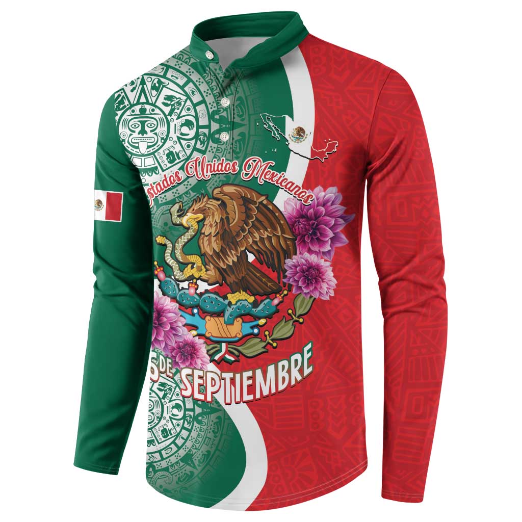Green and red pullover sweatshirt with eagle, purple flowers, and large 16 de septiembre text