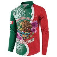 Green and red pullover sweatshirt with eagle, purple flowers, and large 16 de septiembre text
