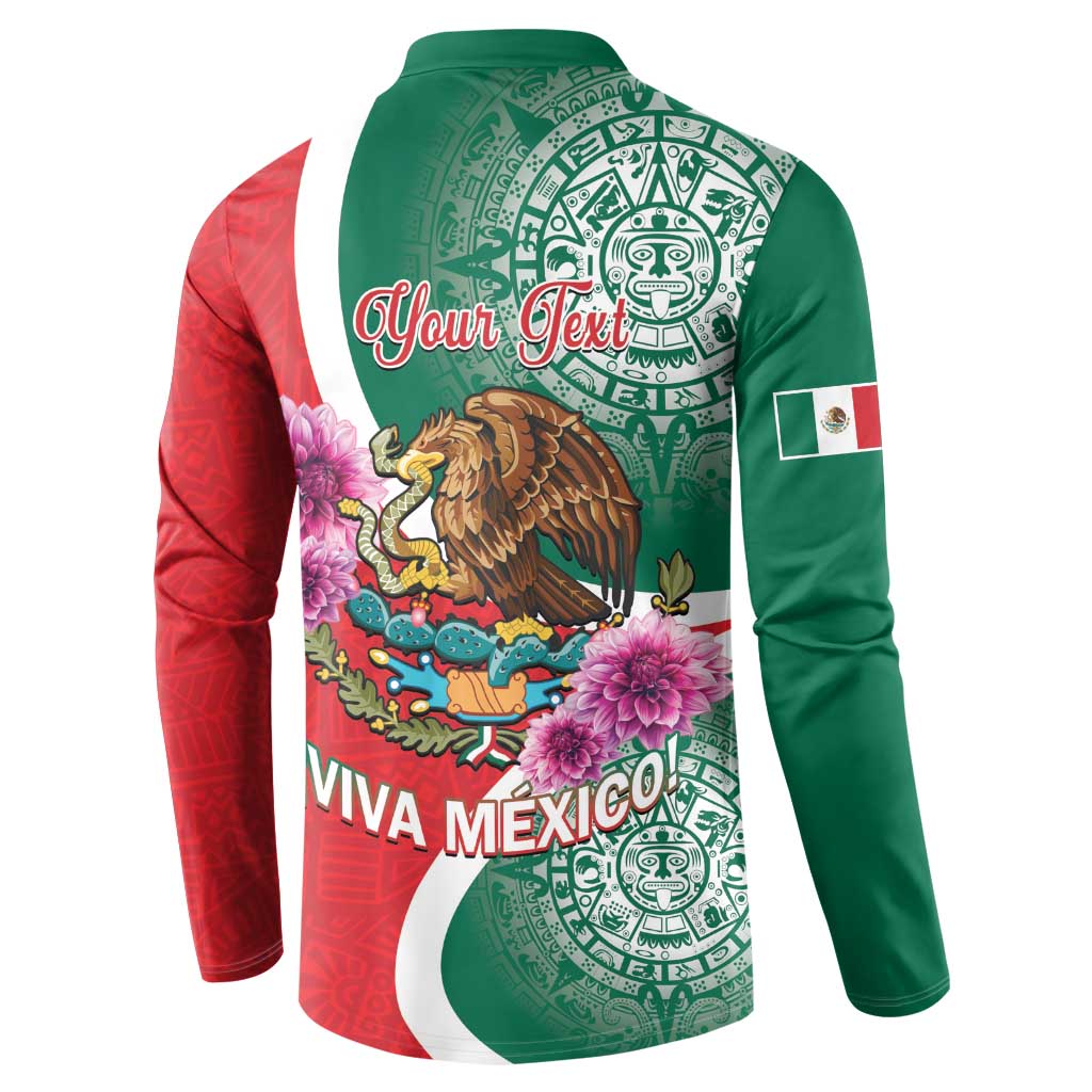 Green and red long-sleeve pullover with eagle, purple flowers, and VIVA MEXICO back print