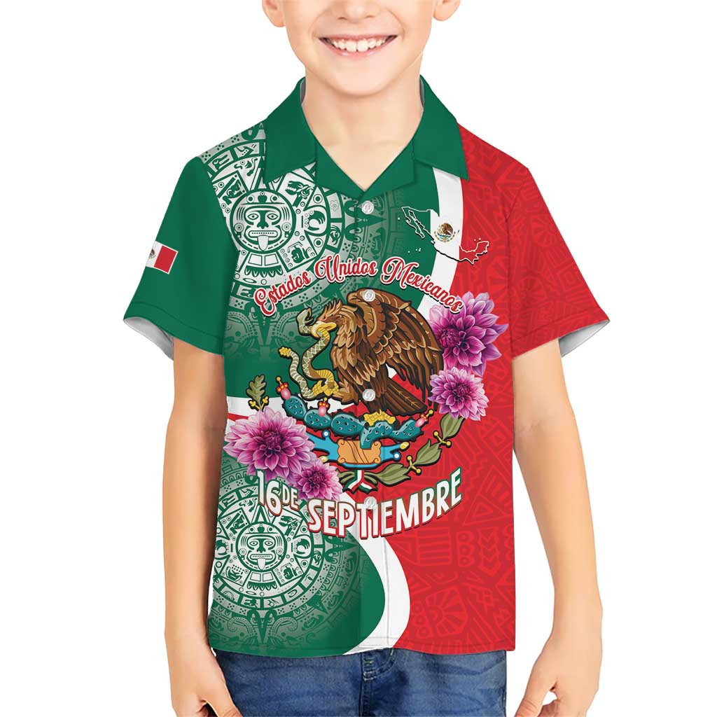 Personalized Mexico Independence Day Kid Hawaiian Shirt 16 De Septiembre Mexican Aztec