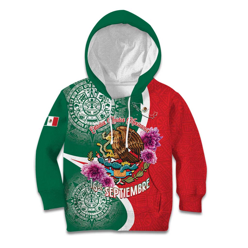 Personalized Mexico Independence Day Kid Hoodie 16 De Septiembre Mexican Aztec