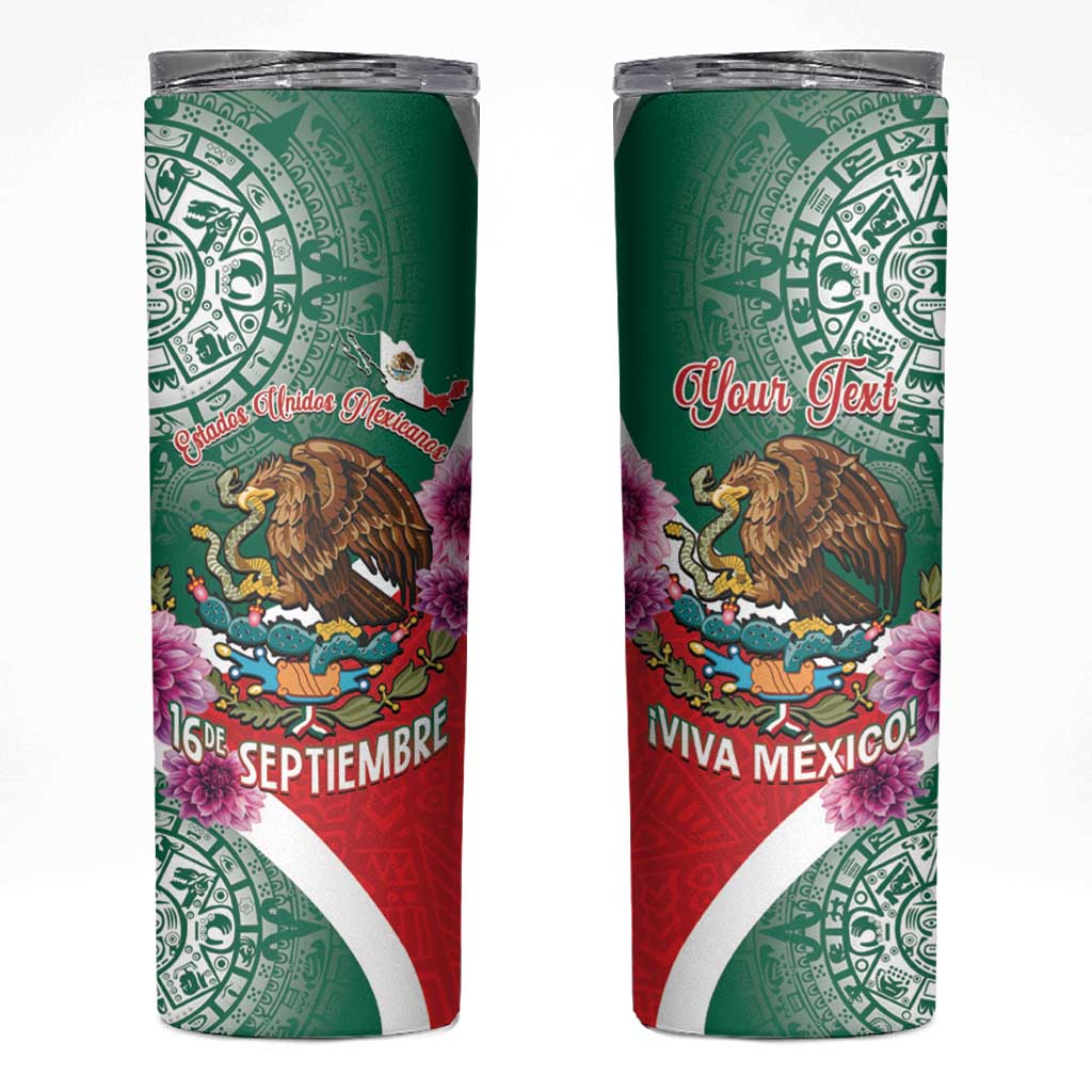 Personalized Mexico Independence Day Skinny Tumbler 16 De Septiembre Mexican Aztec