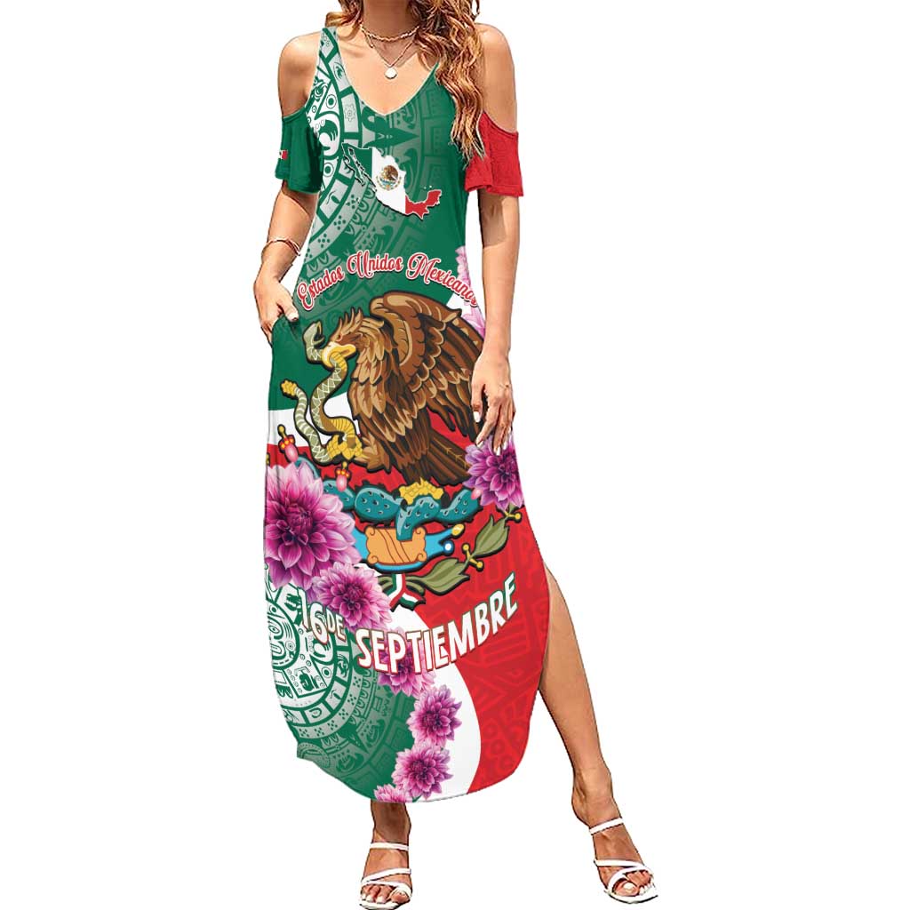 Personalized Mexico Independence Day Summer Maxi Dress 16 De Septiembre Mexican Aztec - Wonder Print Shop