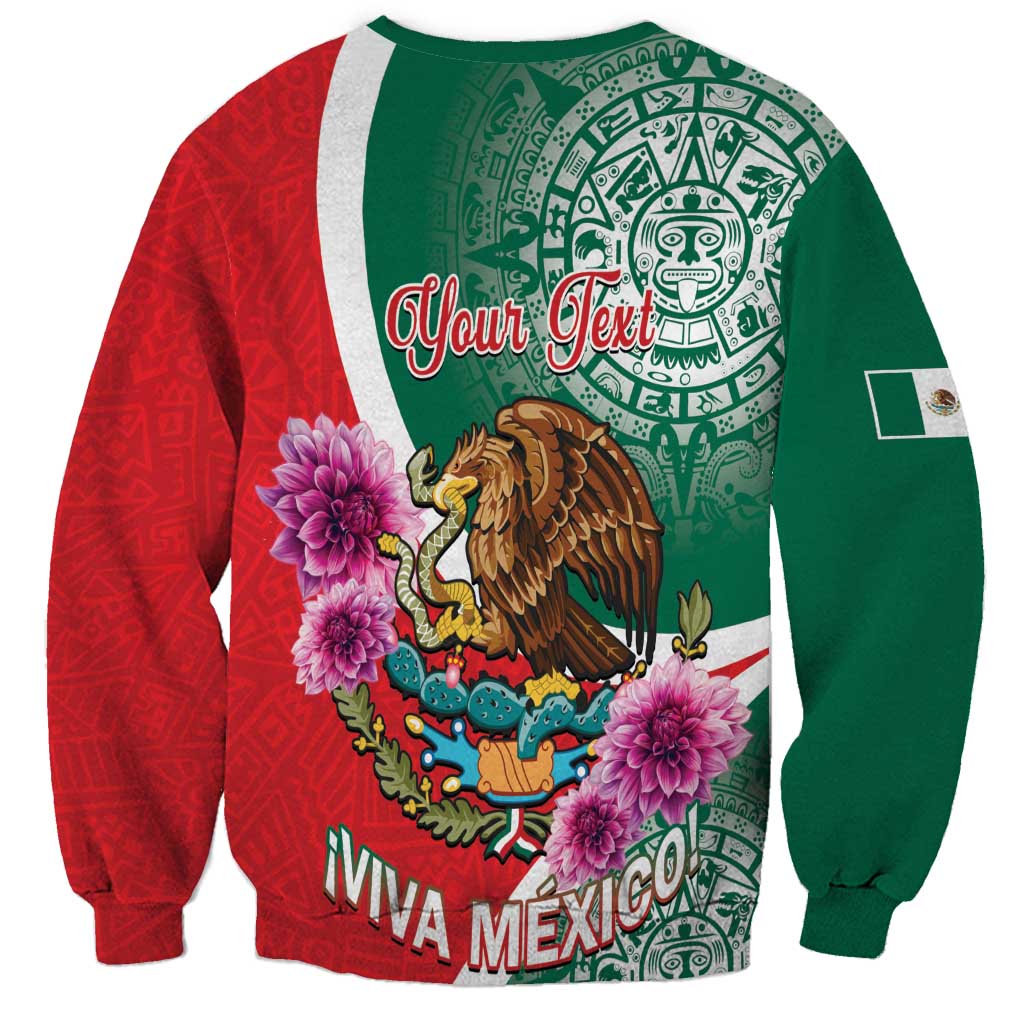 Color-block crewneck sweatshirt with eagle, pink flowers, 'Viva Mexico' and 'Your Text'