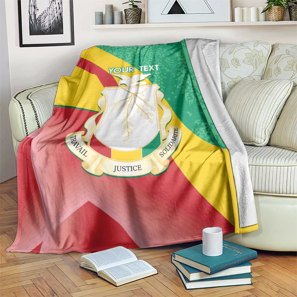 Personalised Guinea independence blanket with red, yellow, and green flag design and coat of arms