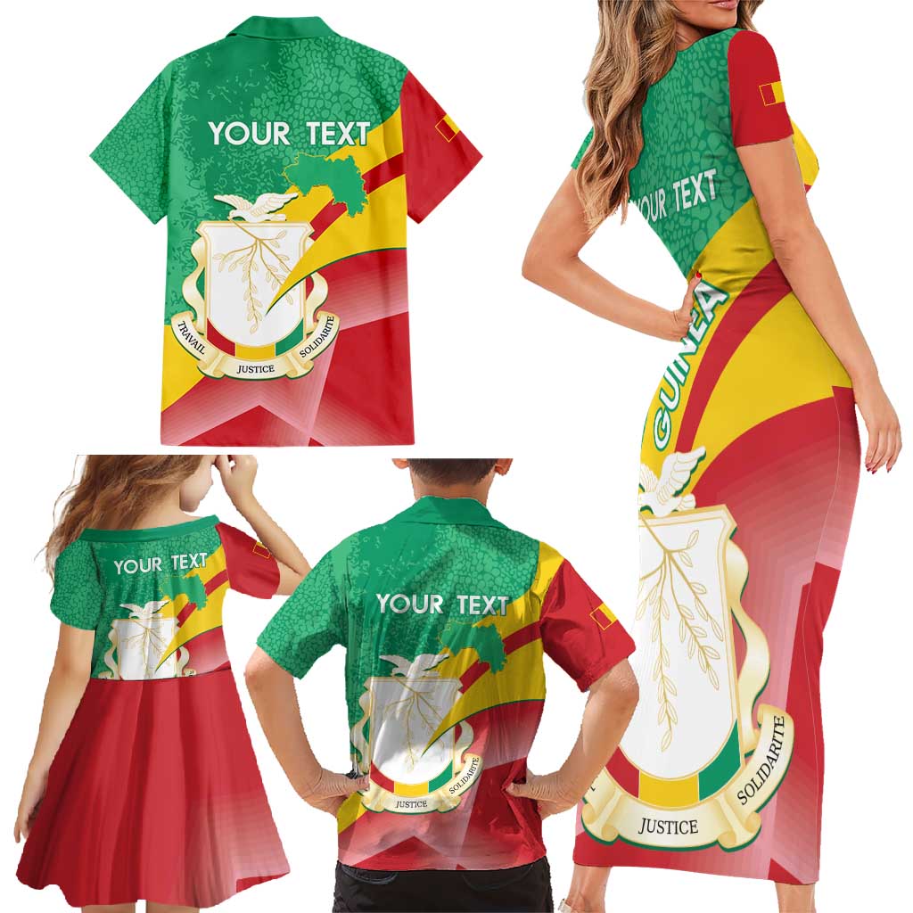 Personalised Guinea Independence Day Family Matching Short Sleeve Bodycon Dress and Hawaiian Shirt Happy 2 October Guinee Coat Of Arms - Wonder Print Shop