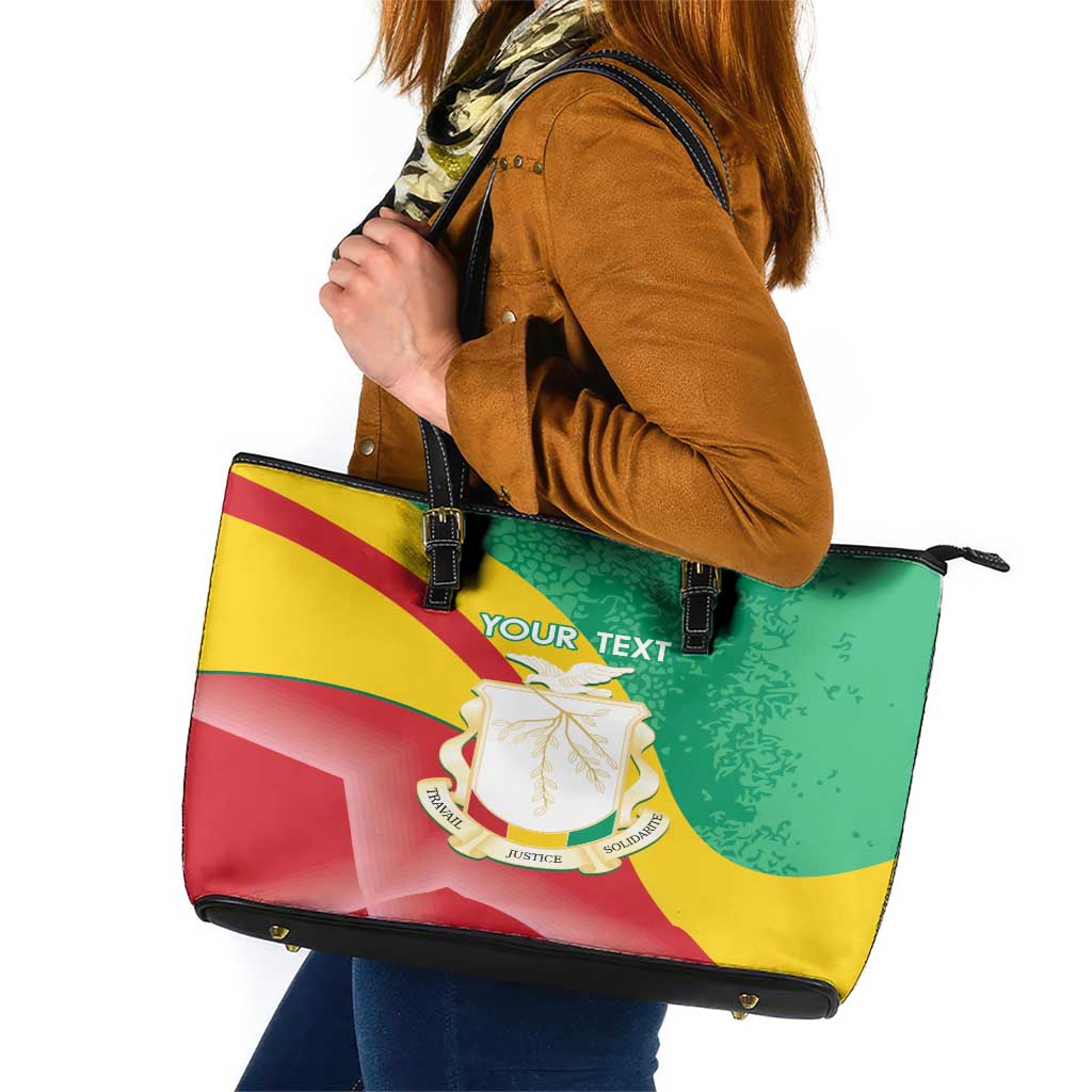 Personalised Guinea Independence Day Leather Tote Bag Happy 2 October Guinee Coat Of Arms - Wonder Print Shop