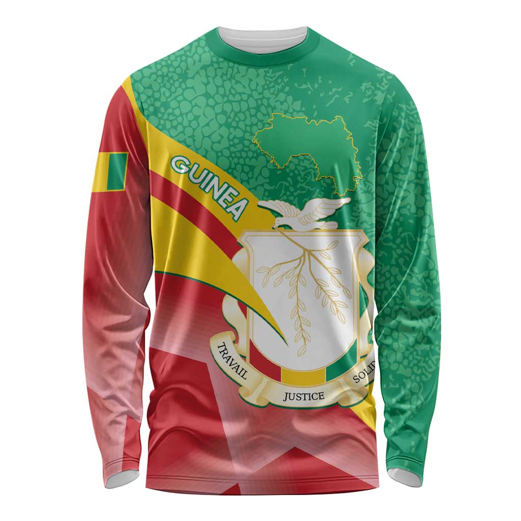 Personalised Guinea Independence Day Long Sleeve Shirt Happy 2 October Guinee Coat Of Arms - Wonder Print Shop