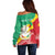 Personalised Guinea Independence Day Off Shoulder Sweater Happy 2 October Guinee Coat Of Arms - Wonder Print Shop