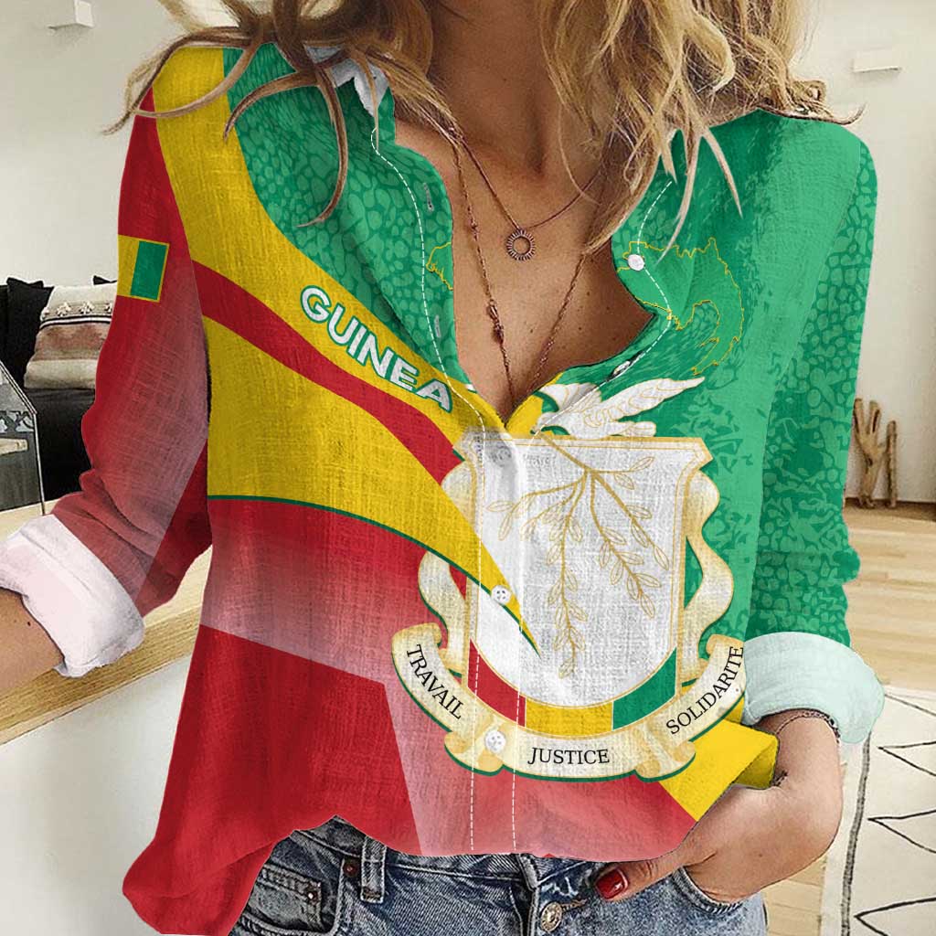 Personalised Guinea Independence Day Women Casual Shirt Happy 2 October Guinee Coat Of Arms