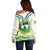 Personalised Lesotho Independence Day Off Shoulder Sweater Aloe Polyphylla Mix Coat Of Arms - Wonder Print Shop