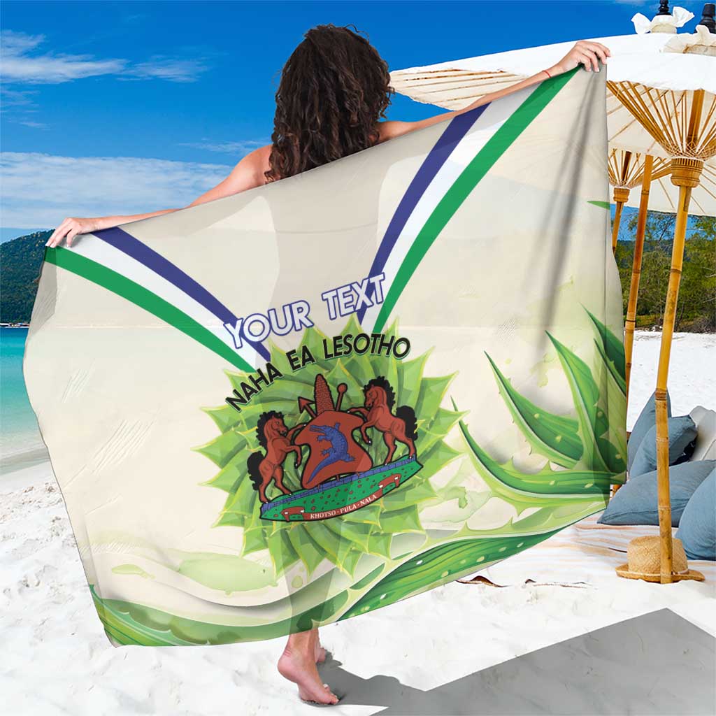 Personalised Lesotho Independence Day Sarong Aloe Polyphylla Mix Coat Of Arms - Wonder Print Shop