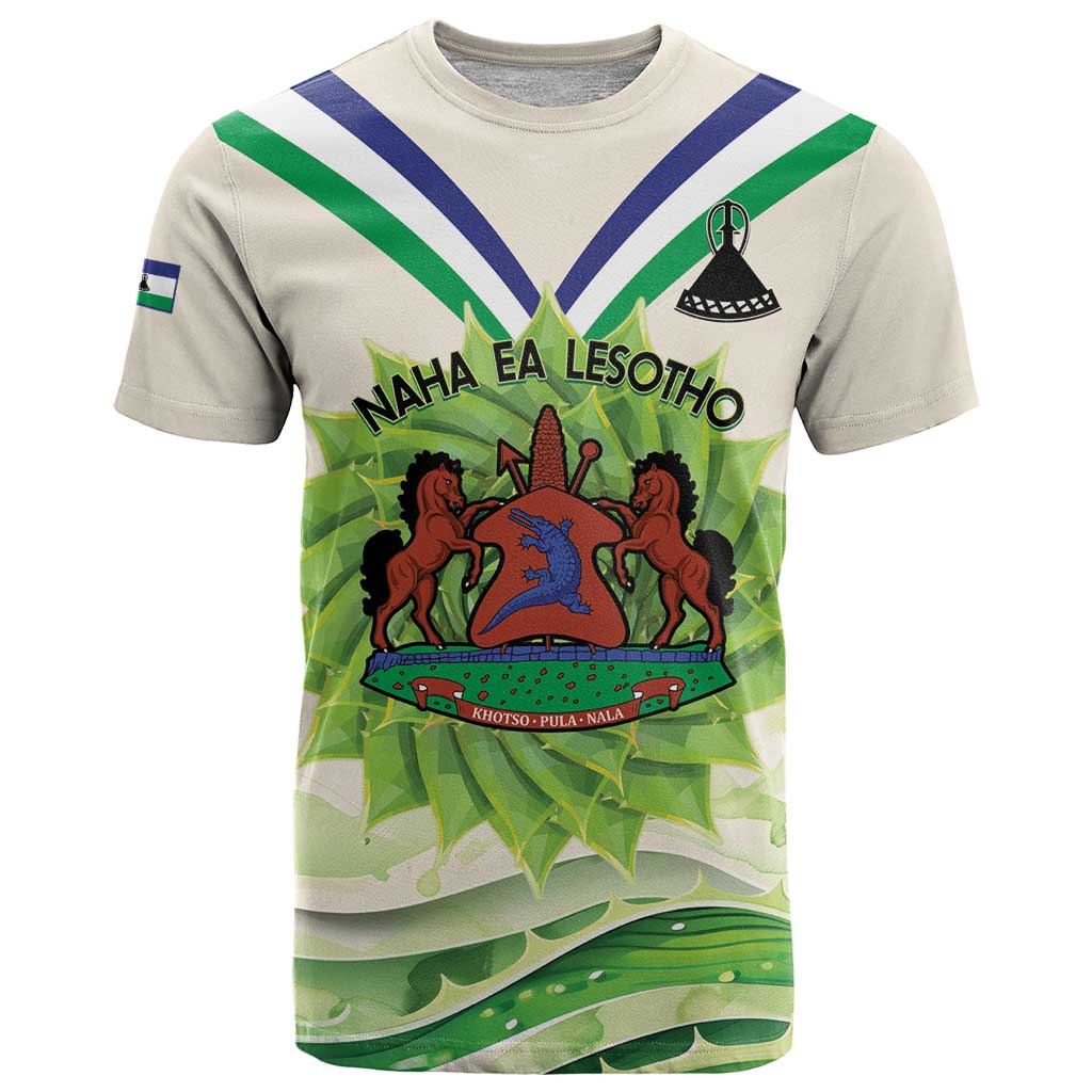 Personalised Lesotho Independence Day T Shirt Aloe Polyphylla Mix Coat Of Arms