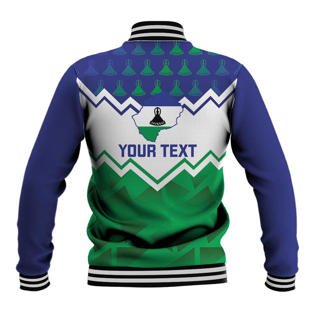 Personalized Lesotho independence day baseball jacket, back chevrons with YOUR TEXT