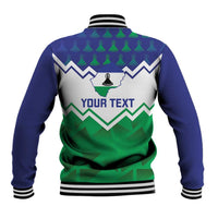 Personalized Lesotho independence day baseball jacket, back chevrons with YOUR TEXT