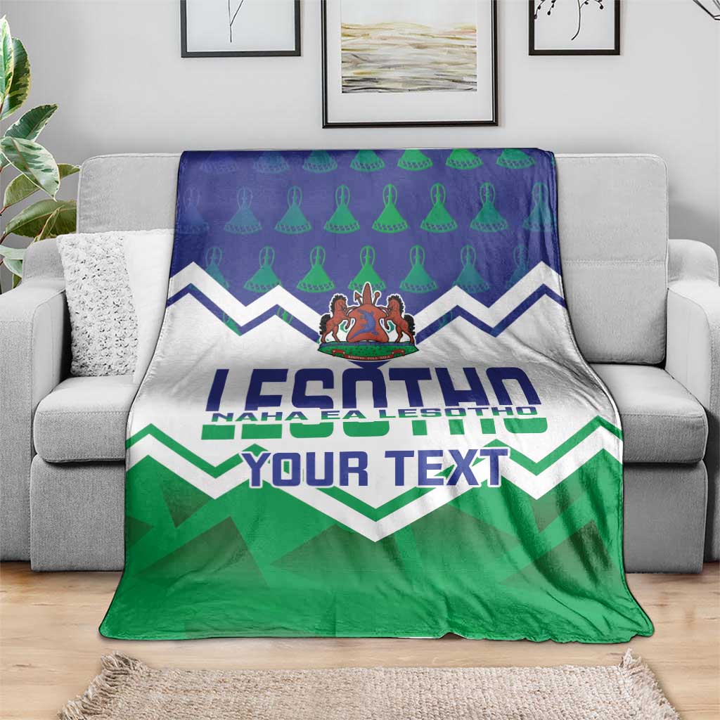 Personalised Lesotho Independence Day blanket draped over sofa with custom text