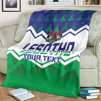 Personalised Lesotho Independence Day blanket with blue, white, and green chevrons