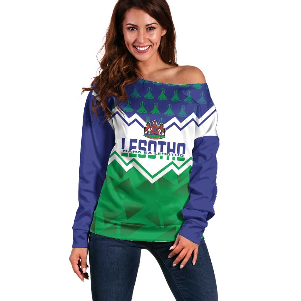 Personalised Lesotho Independence Day Off Shoulder Sweater Naha ea Lesotho Proud - Wonder Print Shop