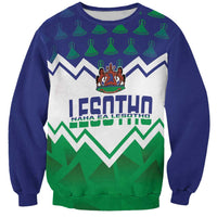 Unisex dark blue sweatshirt with green-white chevron graphic and crown emblem