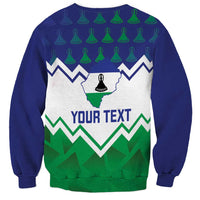 Unisex dark blue sweatshirt with green-white chevrons, map graphic and YOUR TEXT