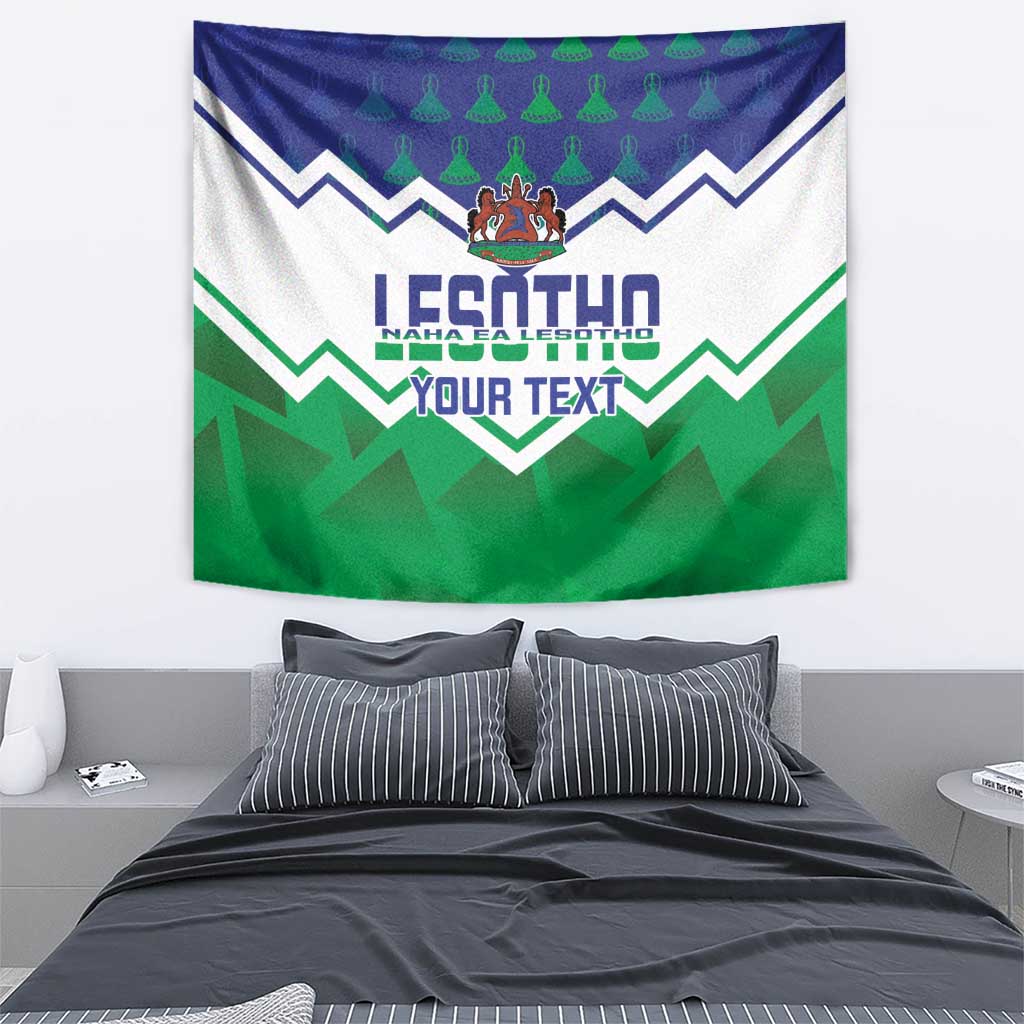 Independence Day tapestry with crest, zigzag stripes, and 'YOUR TEXT' placeholder in green