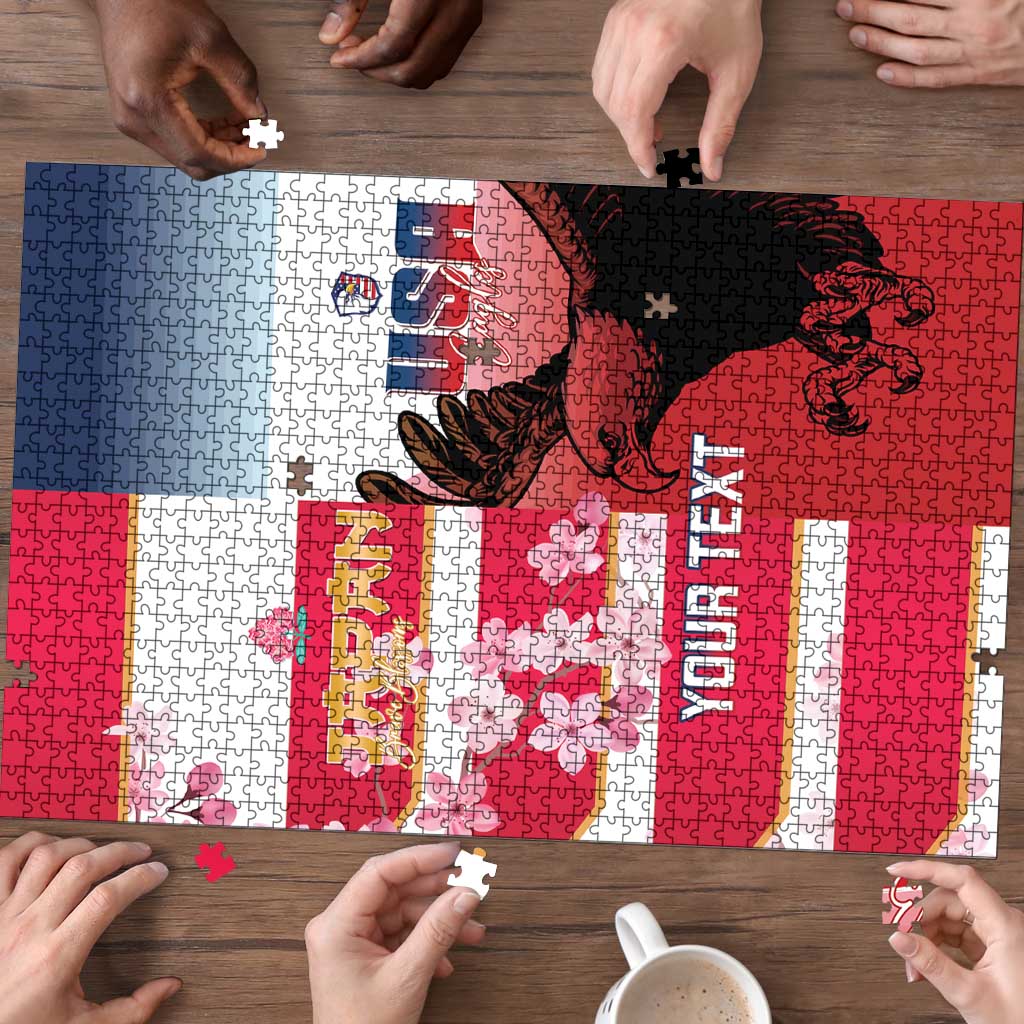 USA and Japan Rugby Custom Puzzle Eagles Brave Blossoms Together Pacific - Wonder Print Shop