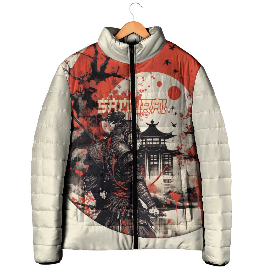 Samurai Warrior Japan Padded Jacket Red-blossomed Tree Classic Japanese Stylized - Wonder Print Shop