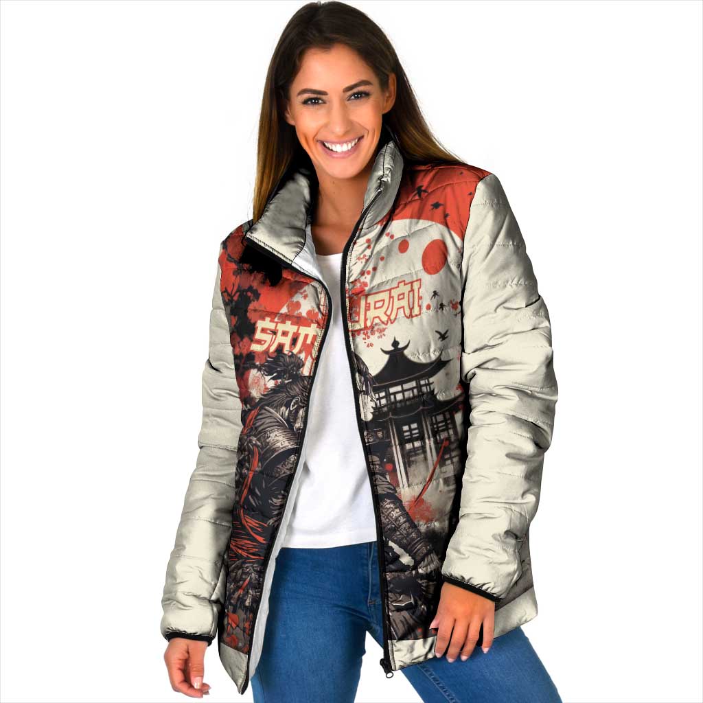 Samurai Warrior Japan Padded Jacket Red-blossomed Tree Classic Japanese Stylized - Wonder Print Shop