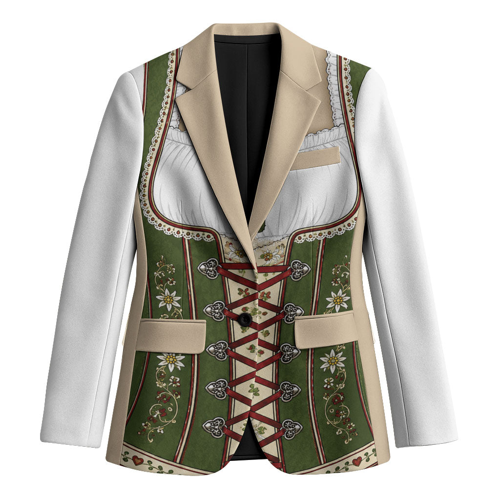 Dirndl Costume Oktoberfest Blazer German Tracht Edelweiss Green Version